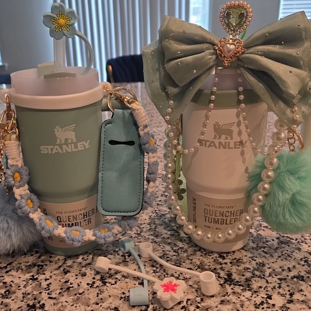 Stanley Kids Tumbler Set - Mint and White with Accessories